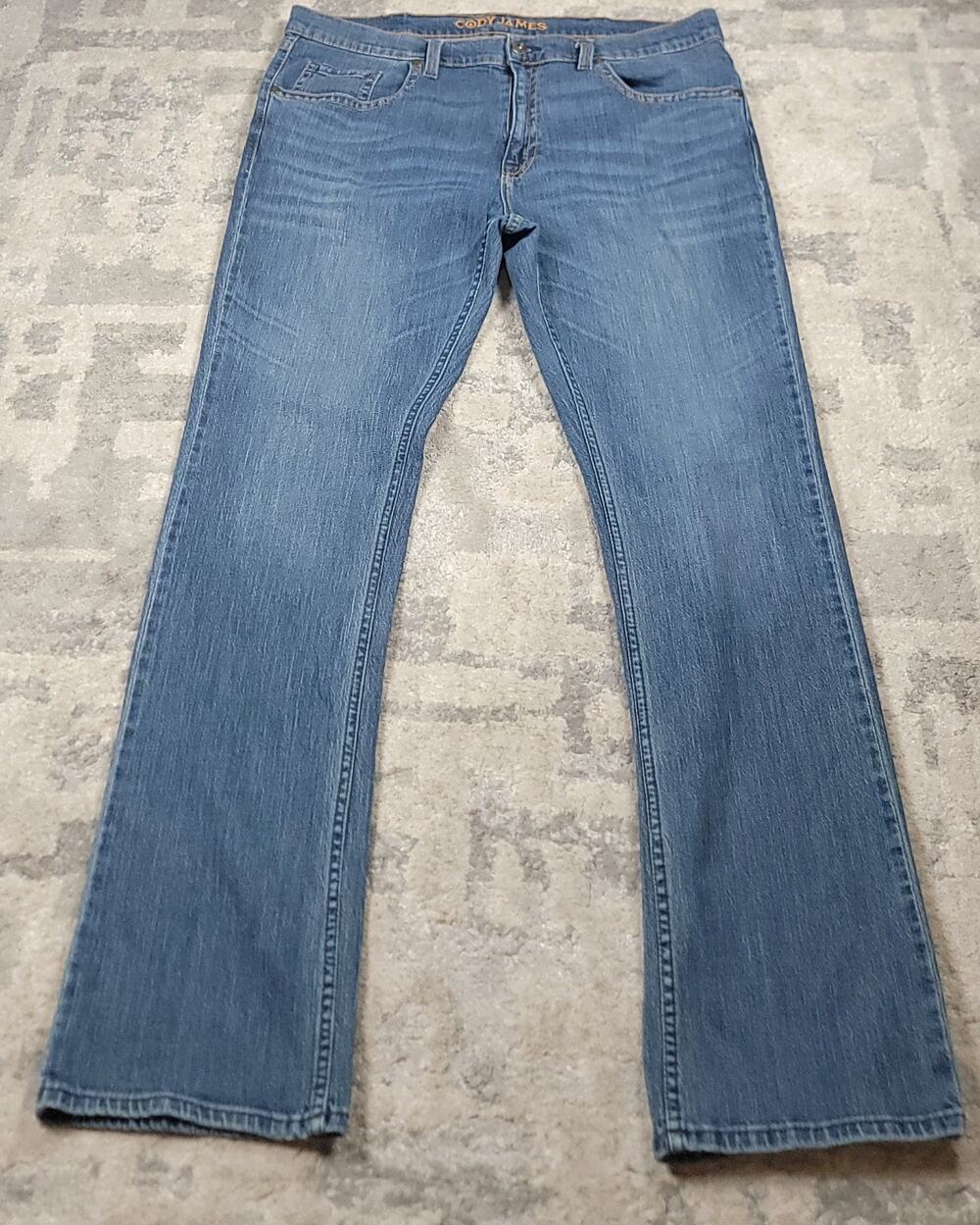 Cody James Men's Straight Relaxed Fit Logo Blue Denim Jeans Sz 41x33.5